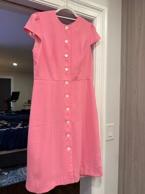 J. Crew Pink Button-Front Midi Dress